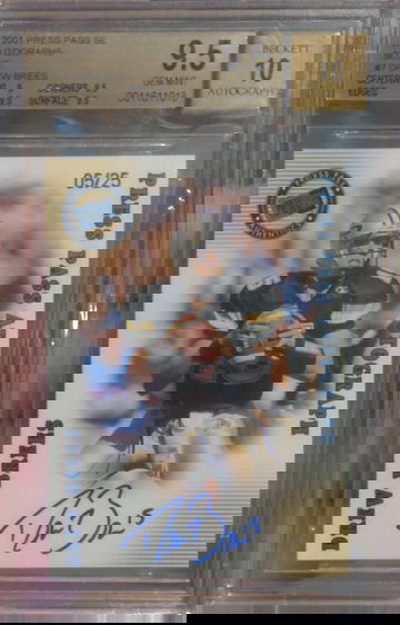 2001 Press Pass SE Autographs BLUE Drew Brees #7 05/25