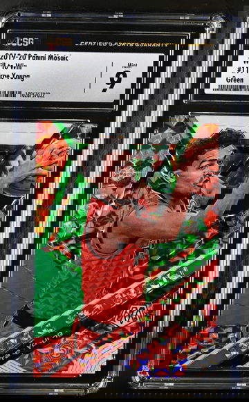 2019 Panini Mosaic Green Prizm Trae Young CSG 9 Mint