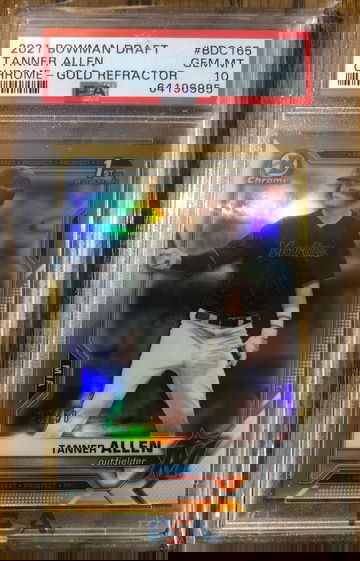 Tanner Allen 2021 Bowman Chrome Draft 1st Gold Refractor 25/50 PSA 10