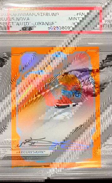 Freudis Nova 2019 Bowman Sterling Orange Refractor /49 Auto PSA9 Mint 