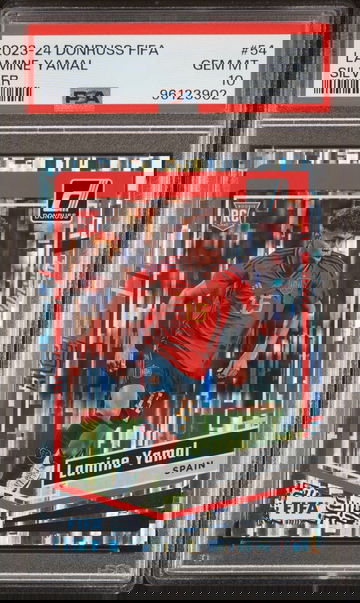 2023-24 PANINI FIFA DONRUSS LAMINE YAMAL SILVER #54 ROOKIE RC PSA 10