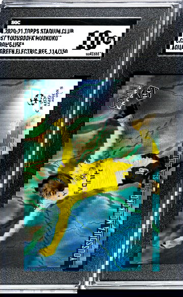 2020-21 Topps Stadium Club UEFA Youssoufa Moukoko Aqua/Green Electric SGC 10