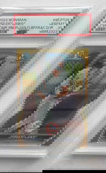 2023 Bowman Spencer Jones Gold Refractor /50 PSA 10