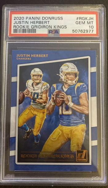 2020 Donruss Gridiron Kings Justin Herbert ROOKIE RC #RGKJH PSA 10 POP 13