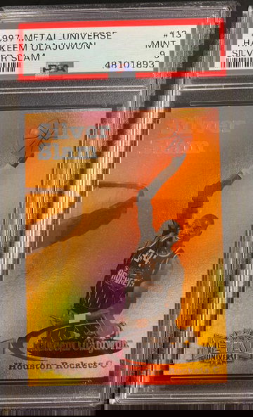 1997 Metal Universe #13 Hakeem Olajuwon Silver Slam PSA 9 Mint