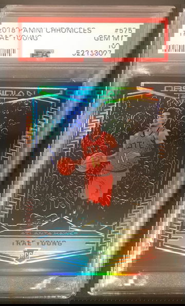 2018 Panini Chronicles #575 TRAE YOUNG Rookie RC Obsidian Preview PSA 10 Hawks