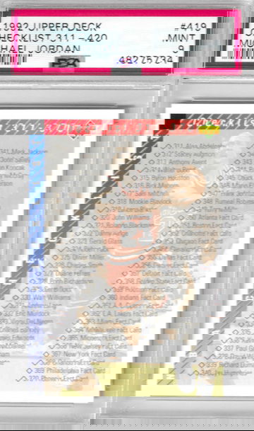 1992 Upper Deck Checklist 311-420 Michael Jordan #419 PSA 9