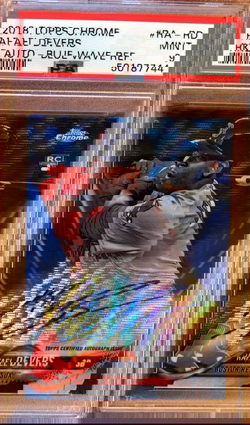 2018 Topps Chrome Rafael Devers Blue Wave Auto PSA 9 MINT