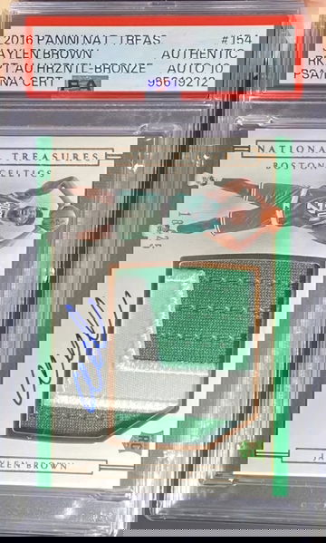 2016 National Treasures Jaylen Brown Rookie Patch Autograph Bronze /25 PSA Auto 10