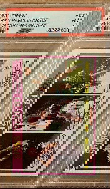 1981 Topps Basketball #62 Spurs Team Leaders Gervin Corzine Moore Grade PSA 7 NM