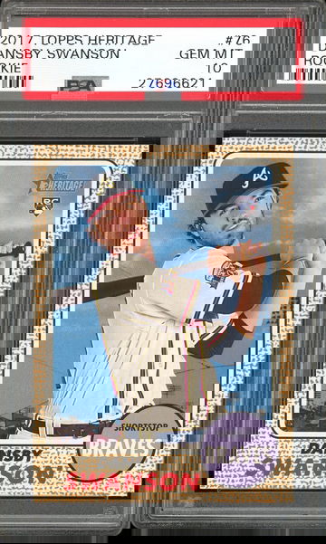 DANSBY SWANSON PSA 10 RC 2017 TOPPS HERITAGE ACTION ROOKIE PHOTO VARIATION #76