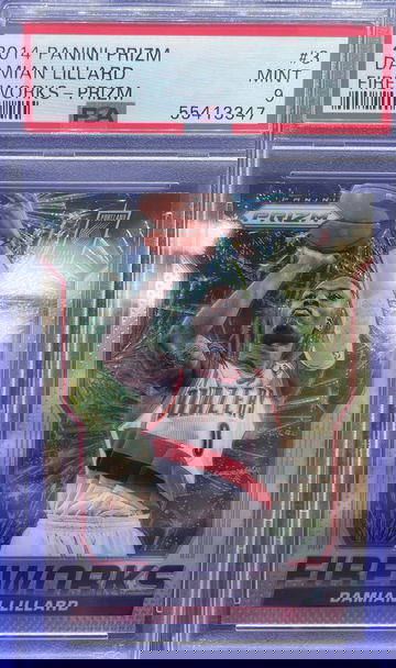 2014 Panini Prizm Damian Lillard Fireworks Silver Insert PSA 9 Mint Low Pop