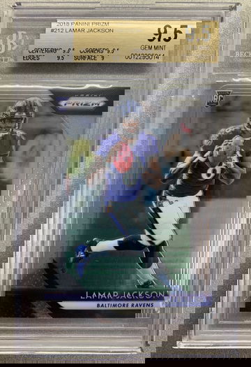 LAMAR JACKSON 2018 PRIZM ROOKIE BGS 9.5 GEM MINT