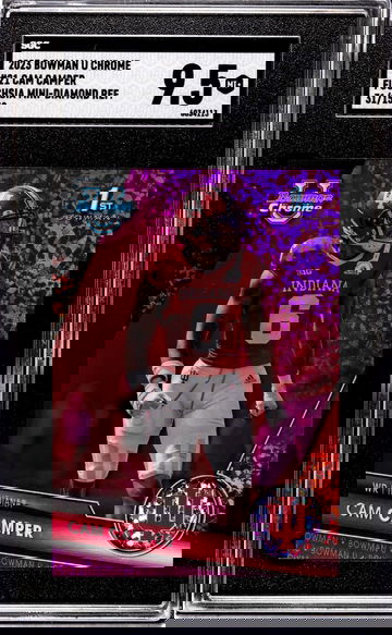 2023 Bowman U Chrome Fuchsia Mini-Diamond Cam Camper #21 /150 SGC 9.5