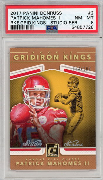 2017 Donruss Patrick Mahomes Rookie Gridiron Kings Studio Series #d 53/100 PSA 8 Chiefs RC