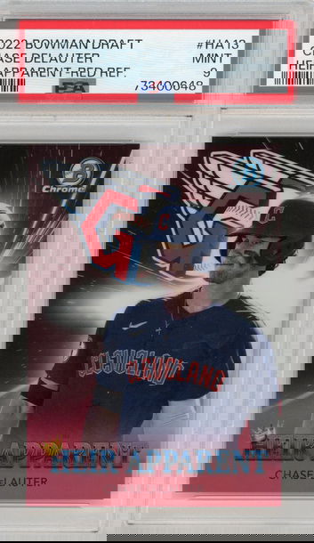 2022 Bowman Chrome Draft Chase DeLauter Red Refractor #4/5 PSA 9 Heir Apparent