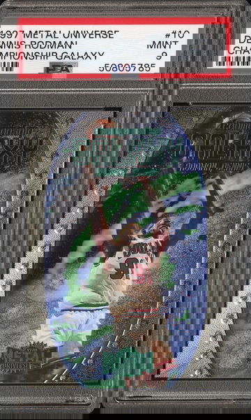 Dennis Rodman 1997 Metal Universe Championship Galaxy PSA 9