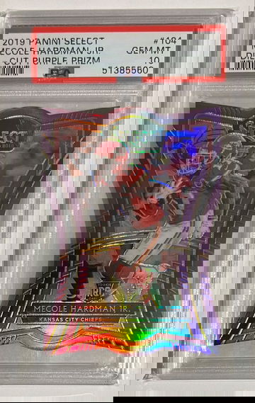 2019 Select Mecole Hardman Chiefs Rookie Die Cut Purple Prizm #/75 PSA 10