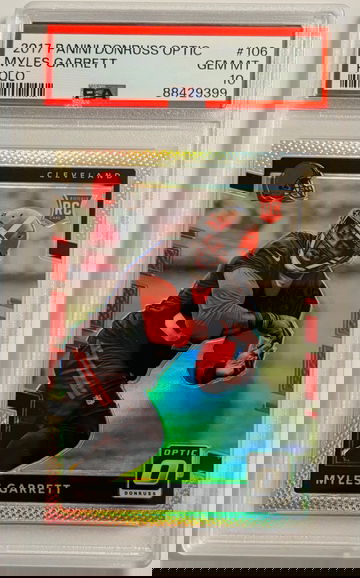 2017 DONRUSS OPTIC HOLO SILVER PRIZM #106 MYLES GARRETT RC PSA 10 