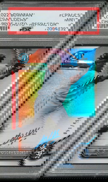2022 Bowman Chrome Oscar Colas Prospect Refractor Auto PSA 9