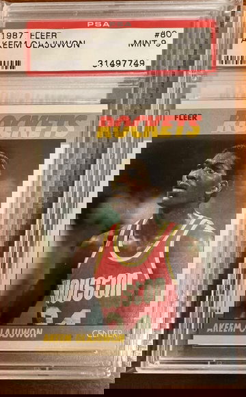 1987-88 fleer Akeem Olajuwon Psa 9