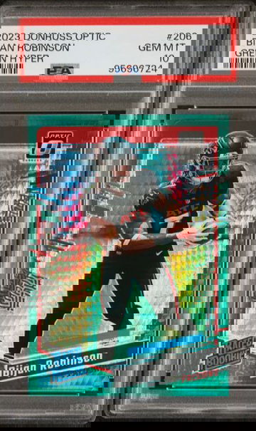 2023 Panini Donruss Optic Bijan Robinson Green Hyper Rated Rookie RC PSA 10