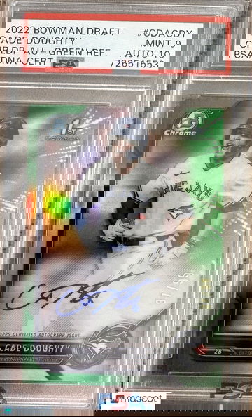 2022 Bowman Draft Chrome Cade Doughty Green Refractor Auto/99 PSA 9/10