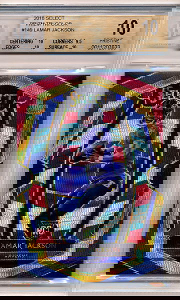 Lamar Jackson 2018 Panini Select Tri-Color Prizm 070/199 #149 Rookie Card RC BGS 10 Pristine Ravens