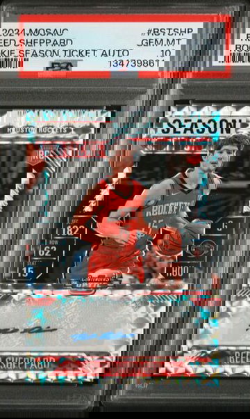 2024 Panini Mosaic Reed Sheppard Rookie RC Season Ticket Auto PSA 10