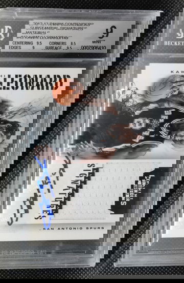 KAWHI LEONARD 2012 Contenders Substantial Signatures Materials Jersey Auto Rookie RC 52/149 - BGS 9 MINT Auto 10