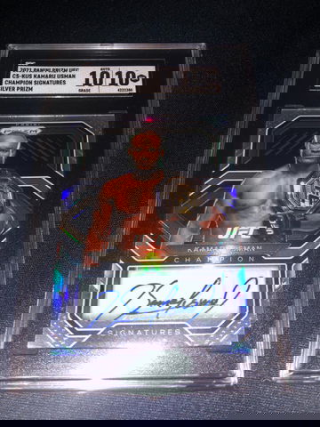 2021 Panini Prizm UFC Kamaru Usman Champion Signatures Silver Prizm SGC 10/10