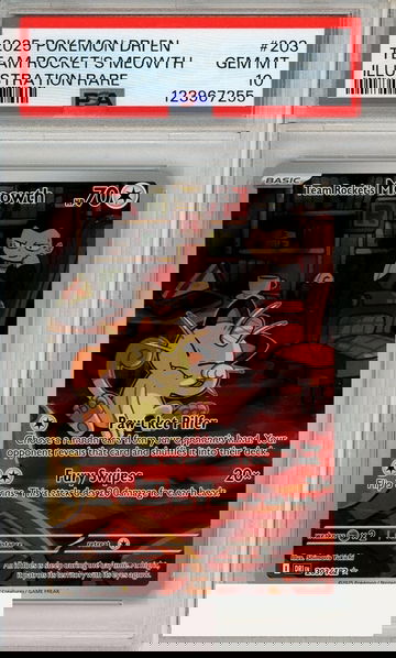 2025 POKEMON DRI EN-DESTINED RIVALS TEAM ROCKETS MEOWTH #203 ILL RARE PSA 10