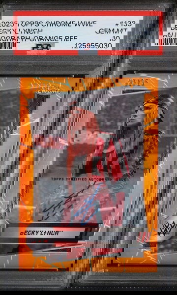 2025 Topps Chrome WWE Autograph-Orange Refractor Becky Lynch #133 /25 PSA 10