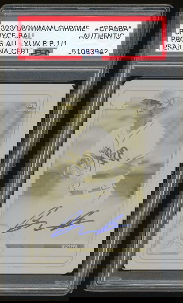 2020 Bowman Chrome BRYCE BALL 1/1 Yellow Printing Plate Auto 1st RC PSA/DNA Phillies