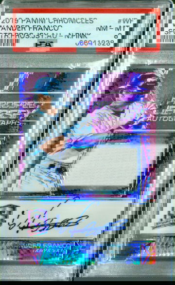 2019 PANINI CHRONICLES SPECTRA WANDER FRANCO PINK JERSEY AUTO /49 PSA 8 NM-MT SP