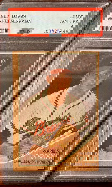 1962 Topps Warren Spahn HOF PSA 4 Freshly Graded