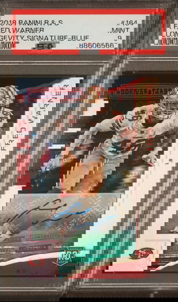 2018 Rookies and Stars Fred Warner #164 longevity signature blue PSA 9 Mint