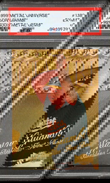 1999 Metal Universe Precious Metal Gems Jason Giambi #138 /50 /41 PSA 6