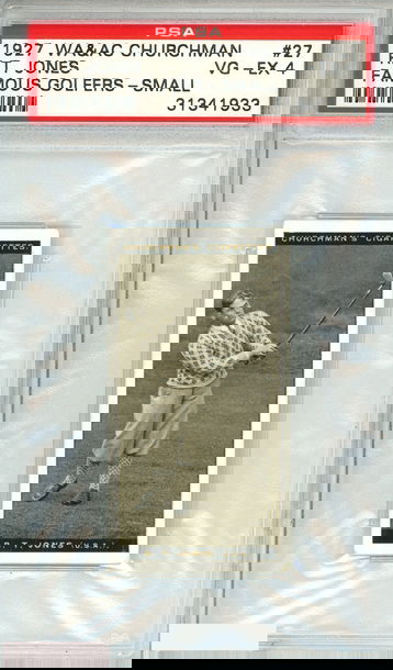 1927 WA AND AC  CHURCHMAN R T JONES #27 FAMOUS GOLFERS-SMALL PSA 4 VG-EX