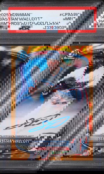 2025 Bowman Chrome Prospect Autograph Gold Lava Sebastian Walcott #CPASW /50 PSA 9