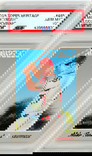 2019 Topps Heritage #485 Mike Trout Color Swap PSA 10 GEM MINT!