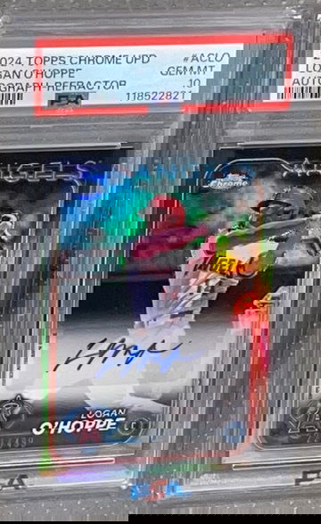 2024 Topps Chrome Update Logan O’Hoppe Refractor PSA 10 Auto POP 4