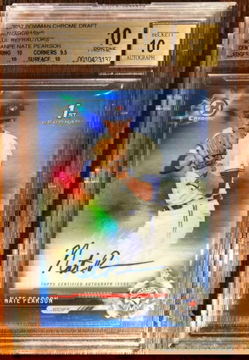 Nate Pearson 2017 Bowman Chrome Blue Refractor Auto /150 BGS 10/10 Pristine