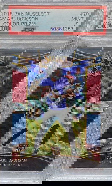 2018 Panini Select Concourse Tri-Color Prizm Lamar Jackson RC - PSA 9!