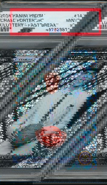 2018 Prizm Luck of the Lottery Fast Break Michael Porter Jr PSA 9 