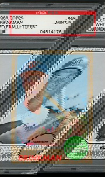 1968 Topps Ed Brinkman (White Team Letters) #49 PSA 9 [BL-3C.23]