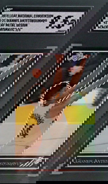 2019 Leaf The National Convention Giannis Antetokounmpo '92 Leaf Metal Dsign Black Prizm 2/5 SGC 9.5 Mint+