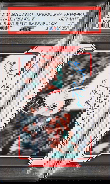 2024 Panini National Treasures Rookie Signatures Field Pass Black Michael Penix Jr. #RFPMPJ PSA 10