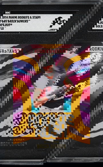 2024 Panini Rookies & Stars Brock Bowers Rookie Rush Gold ROOKIE /10 #RR-BBS SGC 9 MINT