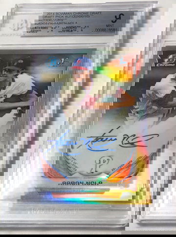 2014 BOWMAN CHROME DRAFT PICK AUTOGRAPH REFRACTORS # BCANN AARON NOLA MINT-9